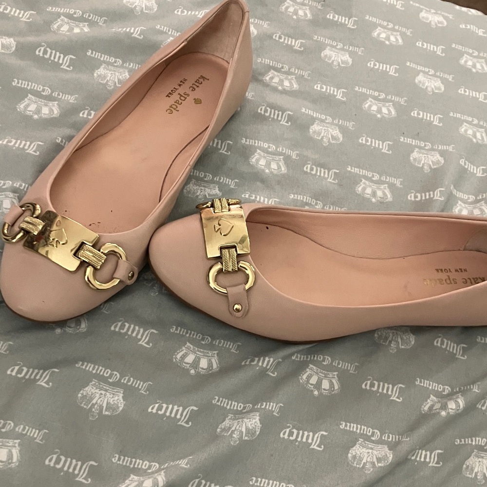 Kate Spade Blush Pink Loafers with Gold Accents